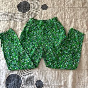 *ARCHIVE* RHODE Green Floral Vine Cotton Pull-On Pants XS